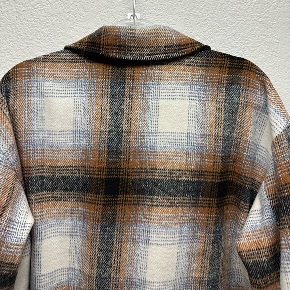 Elan Women’s Sz M Plaid Pattern Short Jacket, Pockets, Blue, Brown, Tan & Cream - Picture 11 of 15